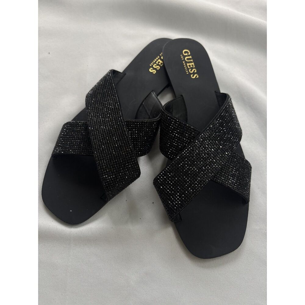 Guess Los Angeles Rhinestone Slide Sandals ✨ new - Picture 2 of 13
